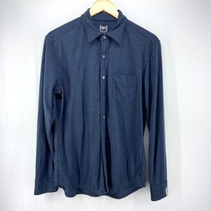 Super.Natural Wool Blend Technical Performance Button Down Shirt Blue Mens Large